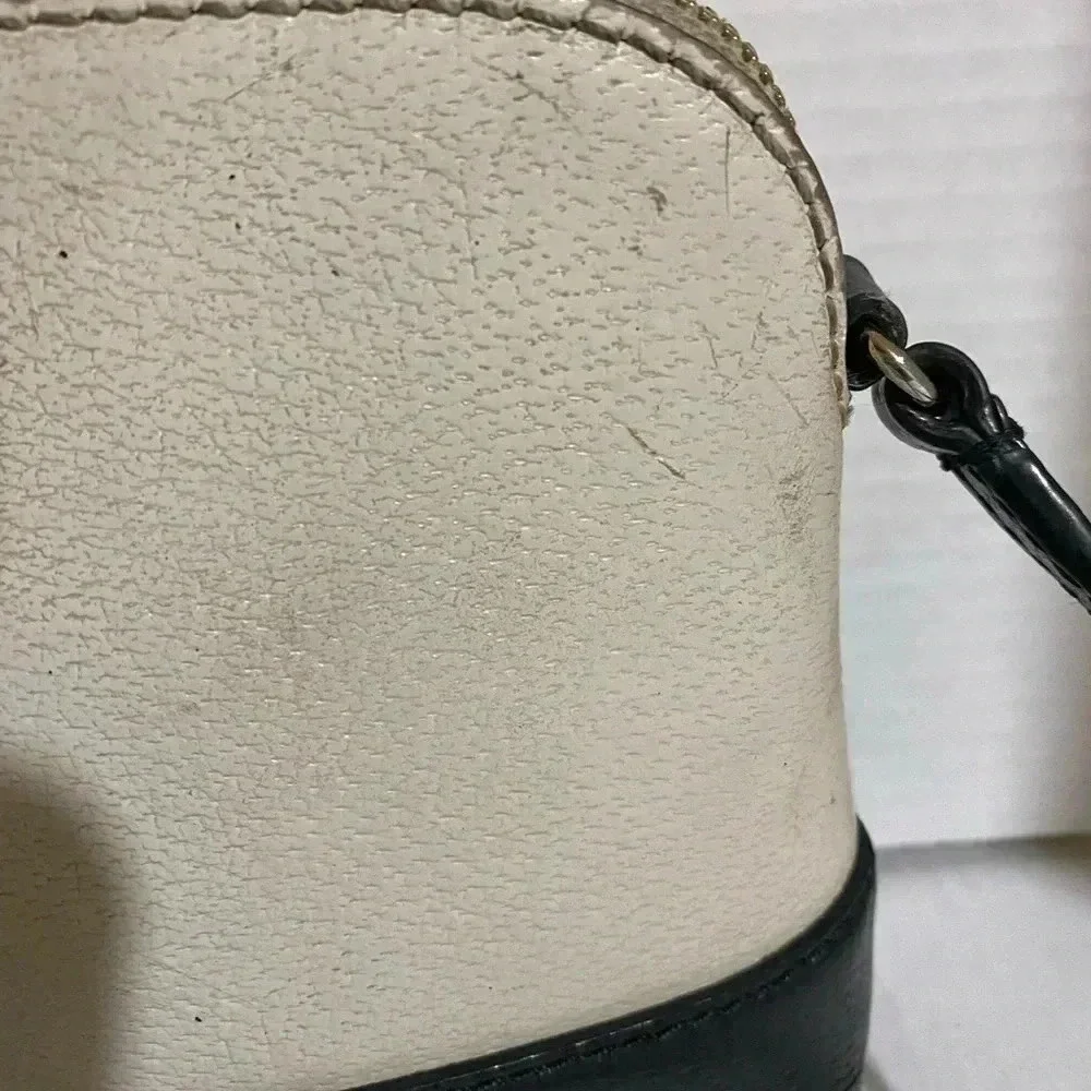 Kate spade beige black saffiano leather crossbody handbag